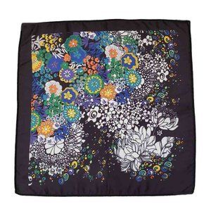 Gascoigne Silk Pocket Square Multicolor Floral Black Base Men's